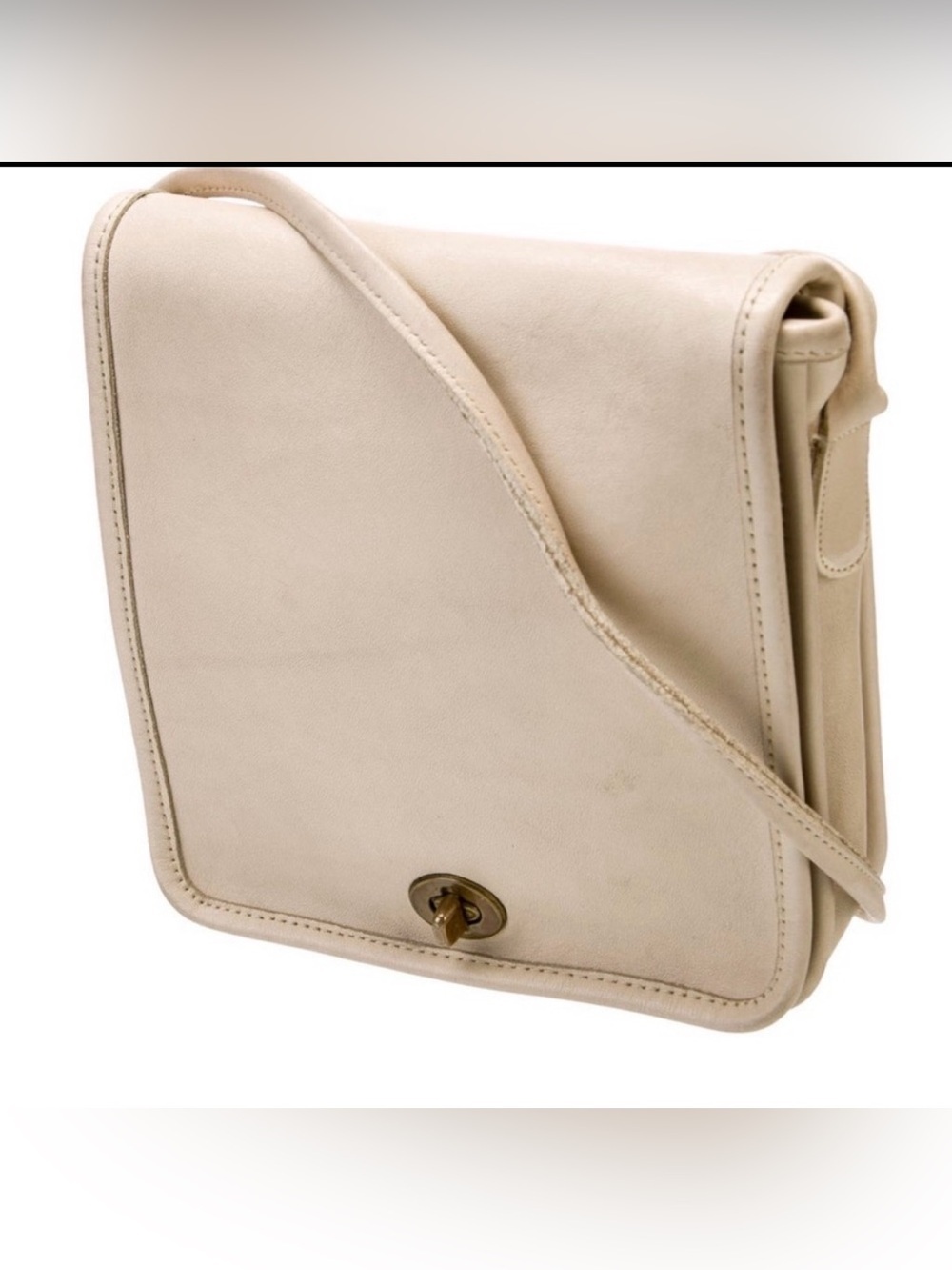 Coach Vintage y2k 90s Willis flap turnlock crossbody bag bone cream 8845